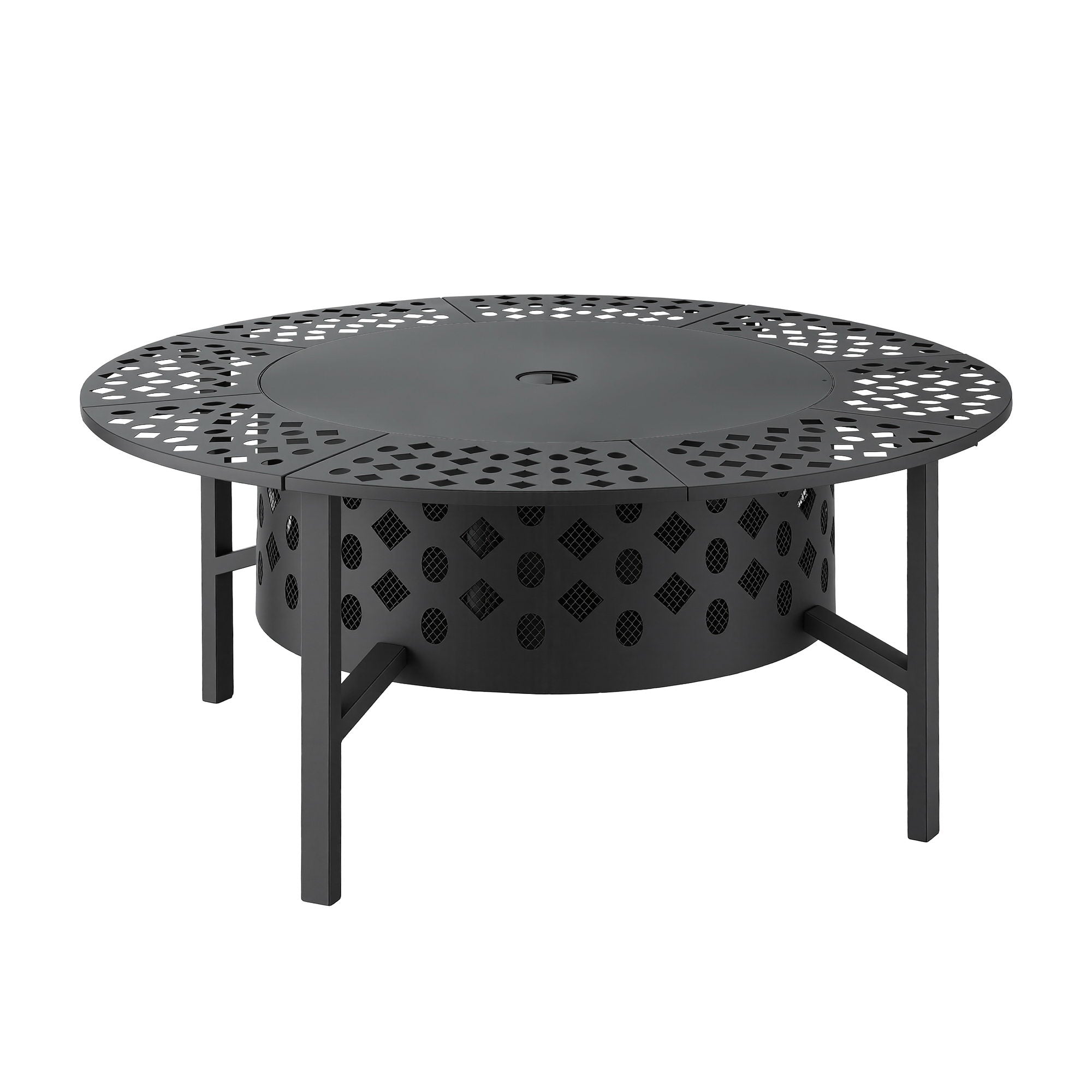 Fire Pits: Grillz Fire Pit BBQ Charcoal Smoker Portable Mesh Pits Outdoor Camping Fireplace