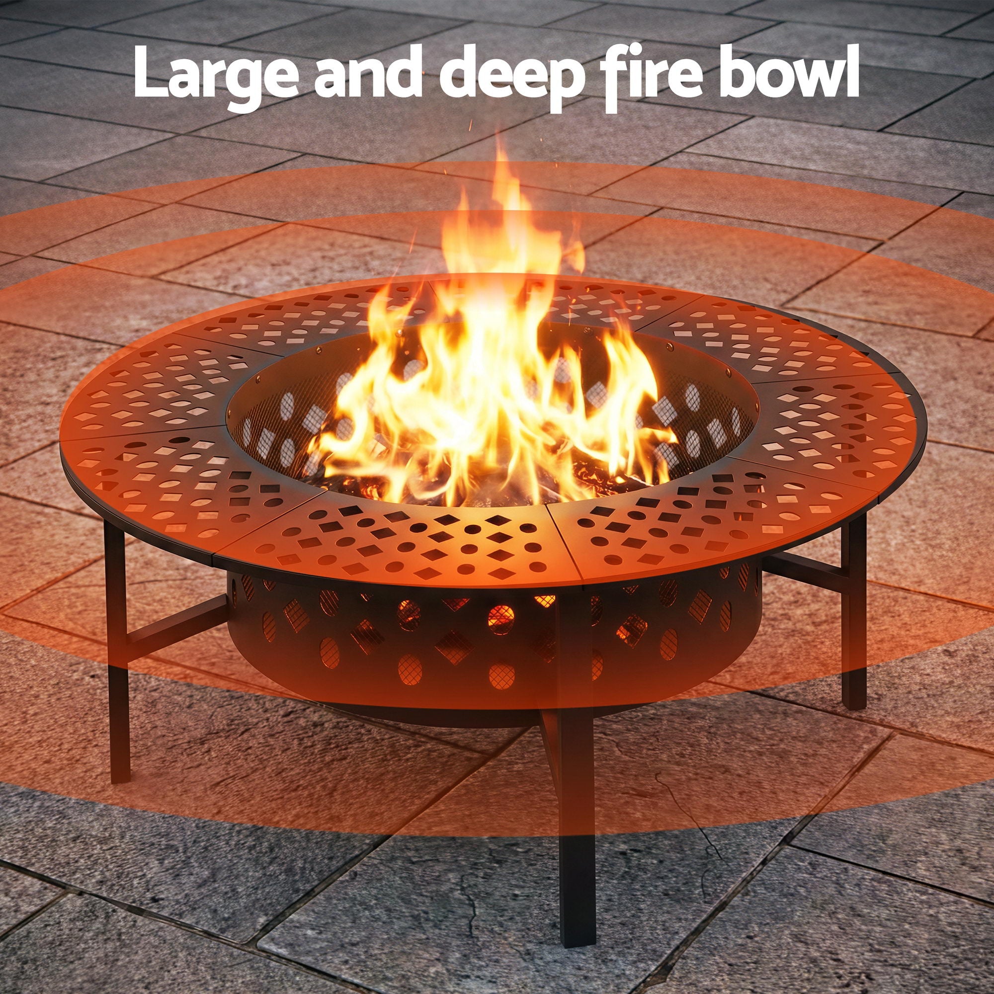 Fire Pits: Grillz Fire Pit BBQ Charcoal Smoker Portable Mesh Pits Outdoor Camping Fireplace