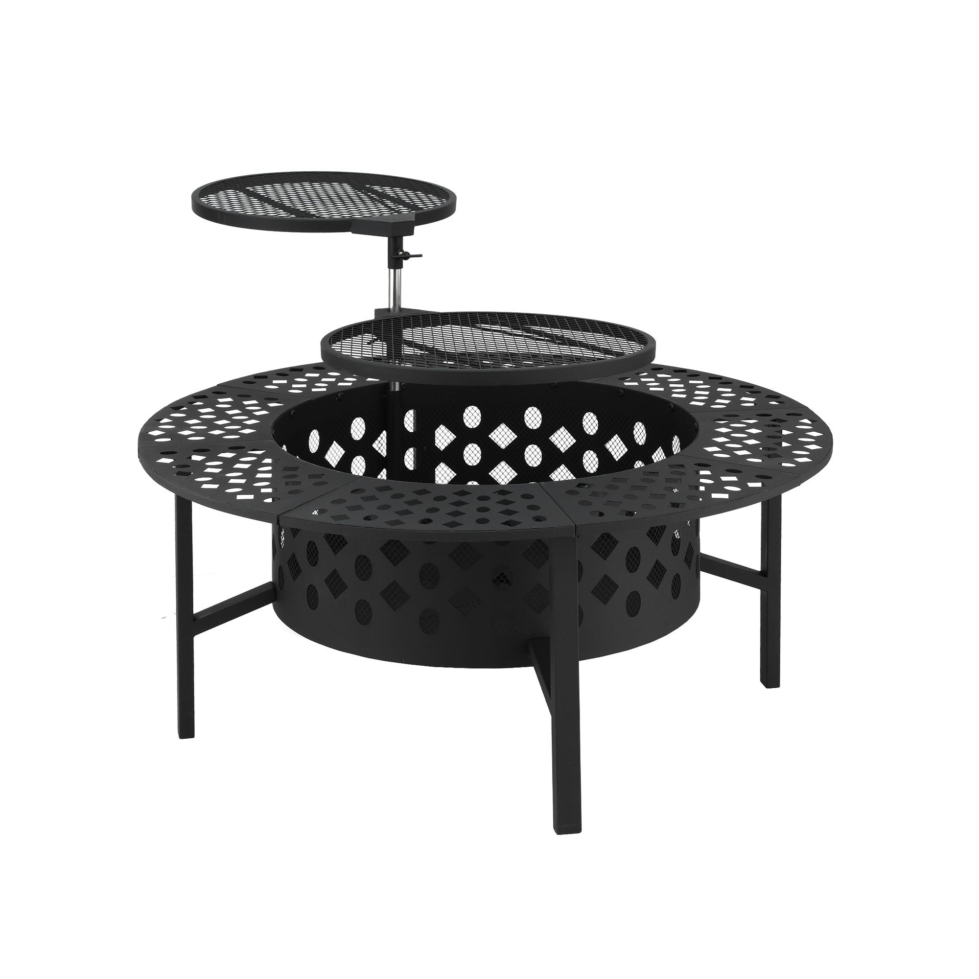 Fire Pits: Grillz Fire Pit BBQ Charcoal Smoker Portable Mesh Pits Outdoor Camping Fireplace