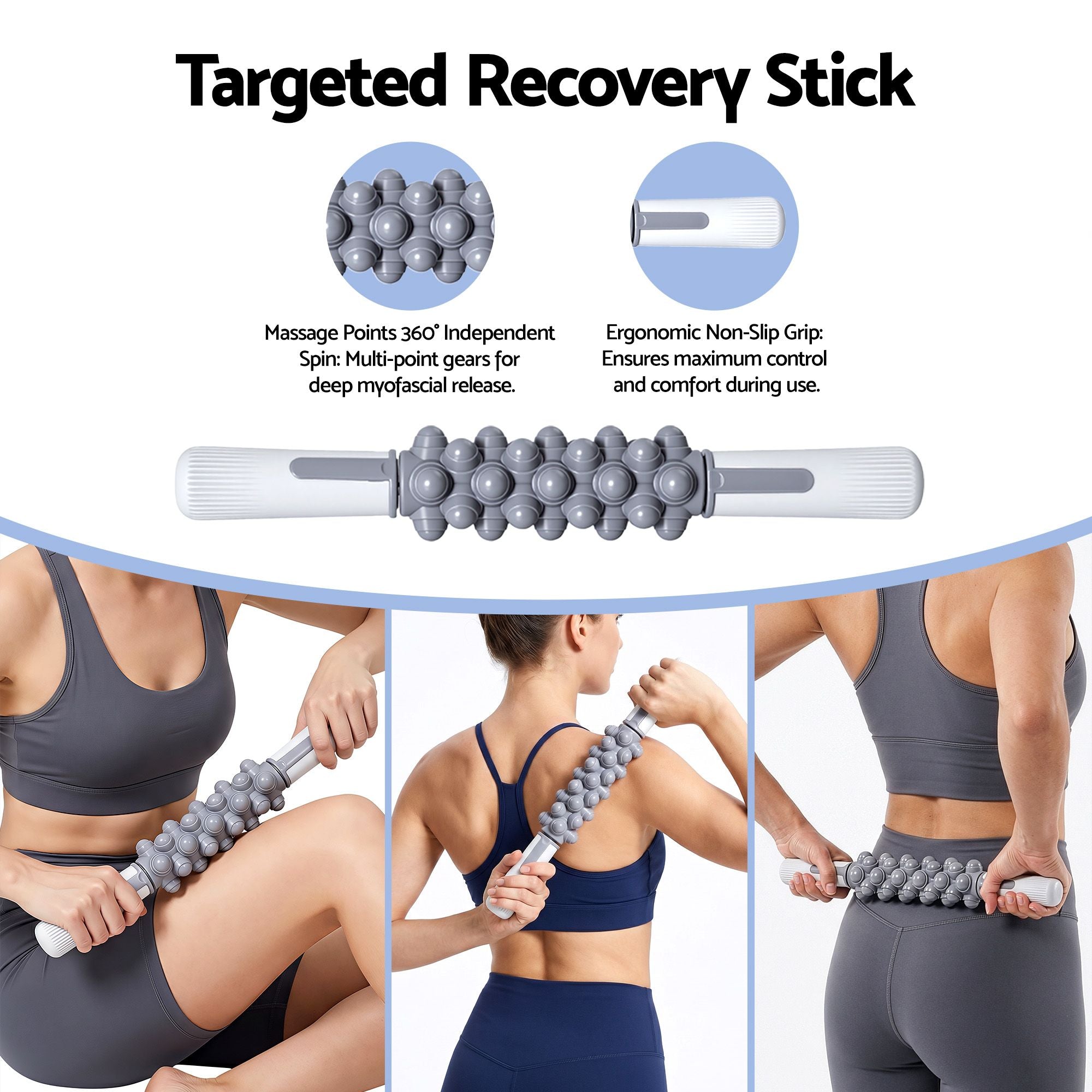 Everfit Foam Roller Set 3-in-1 with Targeted Recovery Muscle Roller Stick & Deep Tissue Massage Ball, Heavy Duty 150KG Support Gym Roller for Back Pain Relief, Myofascial Release, Home Gym Exercise