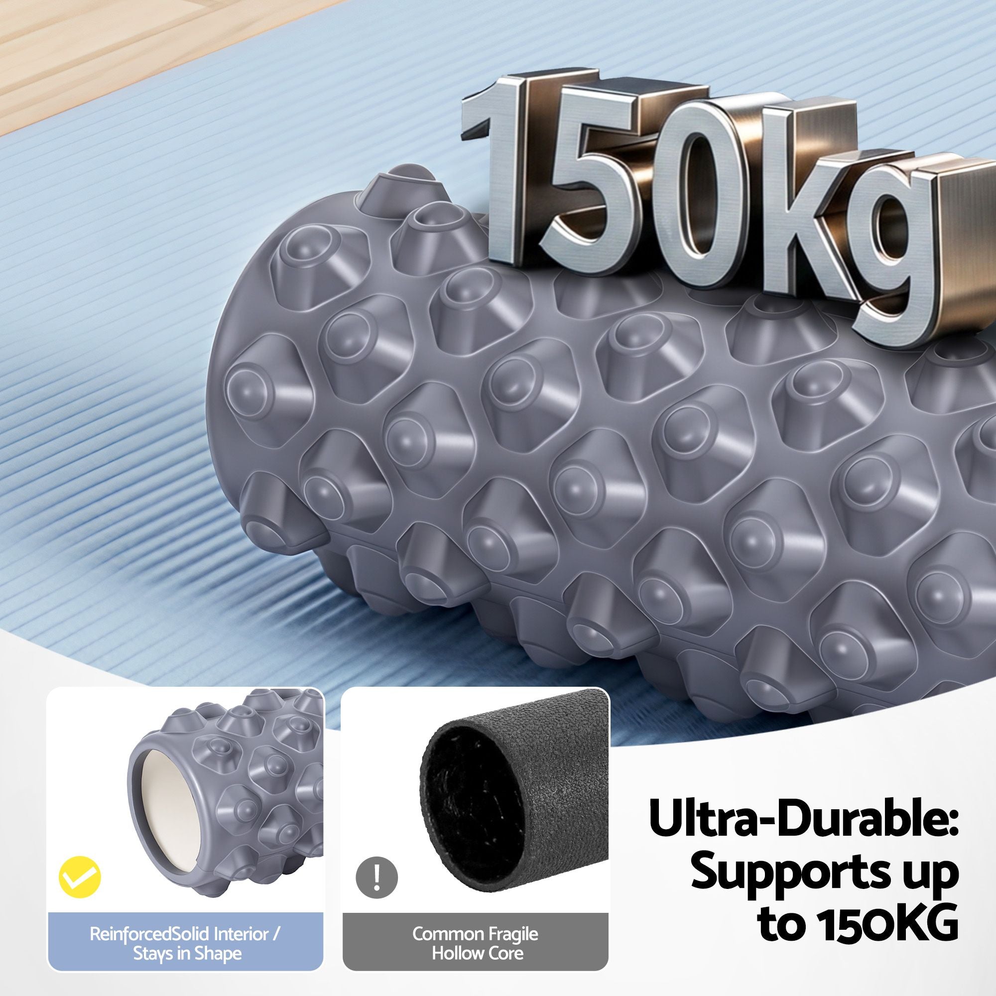 Everfit Foam Roller Set 3-in-1 with Targeted Recovery Muscle Roller Stick & Deep Tissue Massage Ball, Heavy Duty 150KG Support Gym Roller for Back Pain Relief, Myofascial Release, Home Gym Exercise