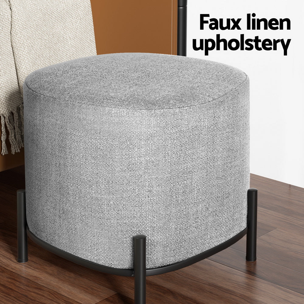 Ottomans & Footstools: Artiss Ottoman Foot Stool Square Linen Grey