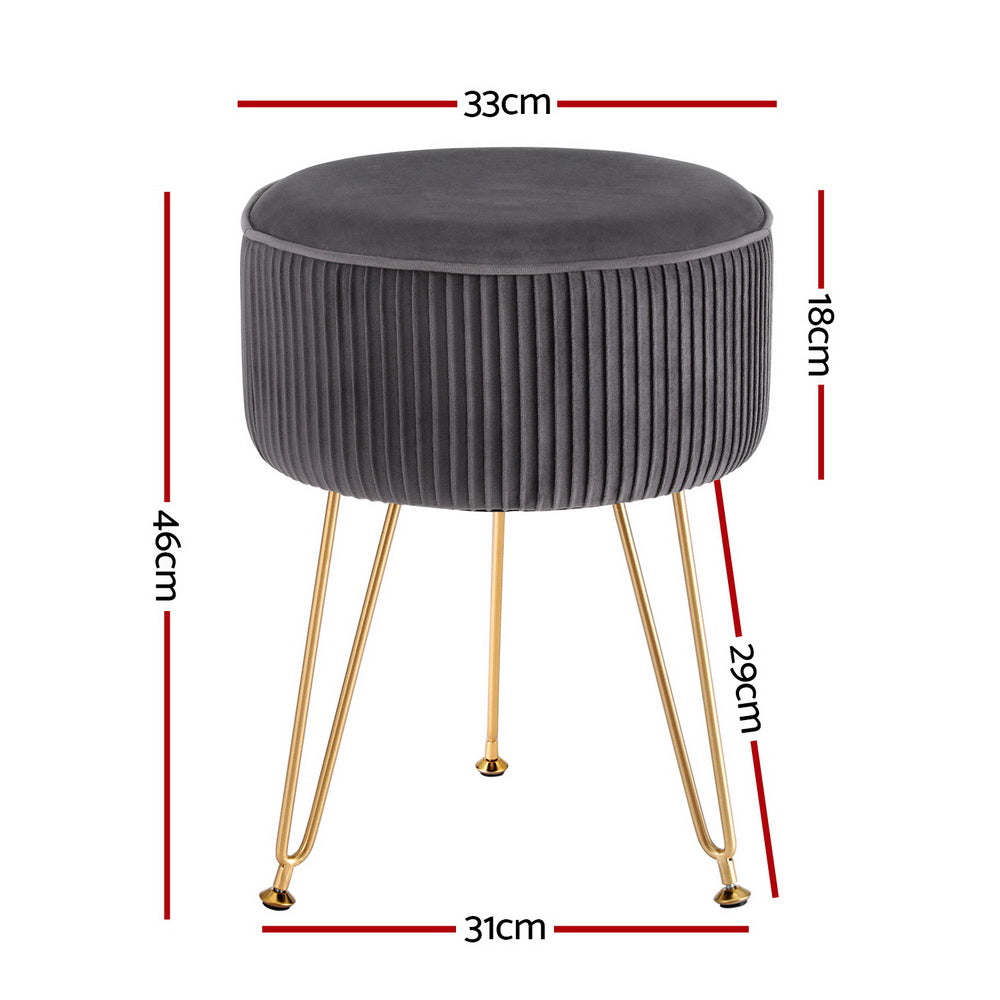 Ottomans & Footstools: Artiss Ottoman Foot Stool Vanity Velvet Round Grey