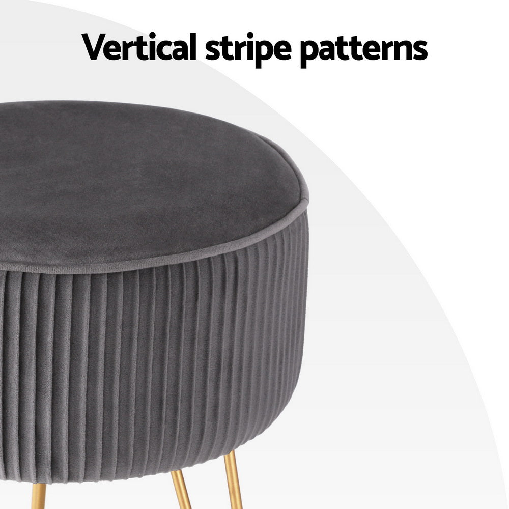 Ottomans & Footstools: Artiss Ottoman Foot Stool Vanity Velvet Round Grey