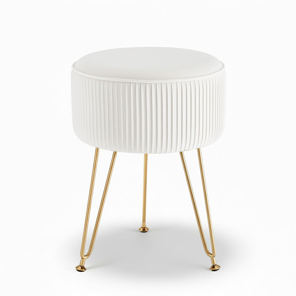 Ottomans & Footstools: Artiss Ottoman Foot Stool Vanity Velvet Round White
