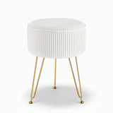 98765-Artiss Ottoman Foot Stool Vanity Velvet Round White