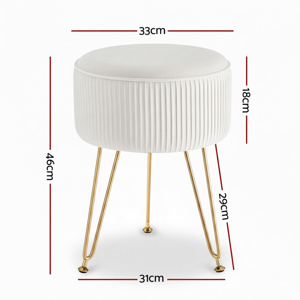 Ottomans & Footstools: Artiss Ottoman Foot Stool Vanity Velvet Round White