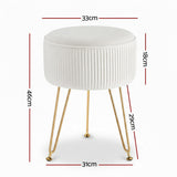 98765-Artiss Ottoman Foot Stool Vanity Velvet Round White