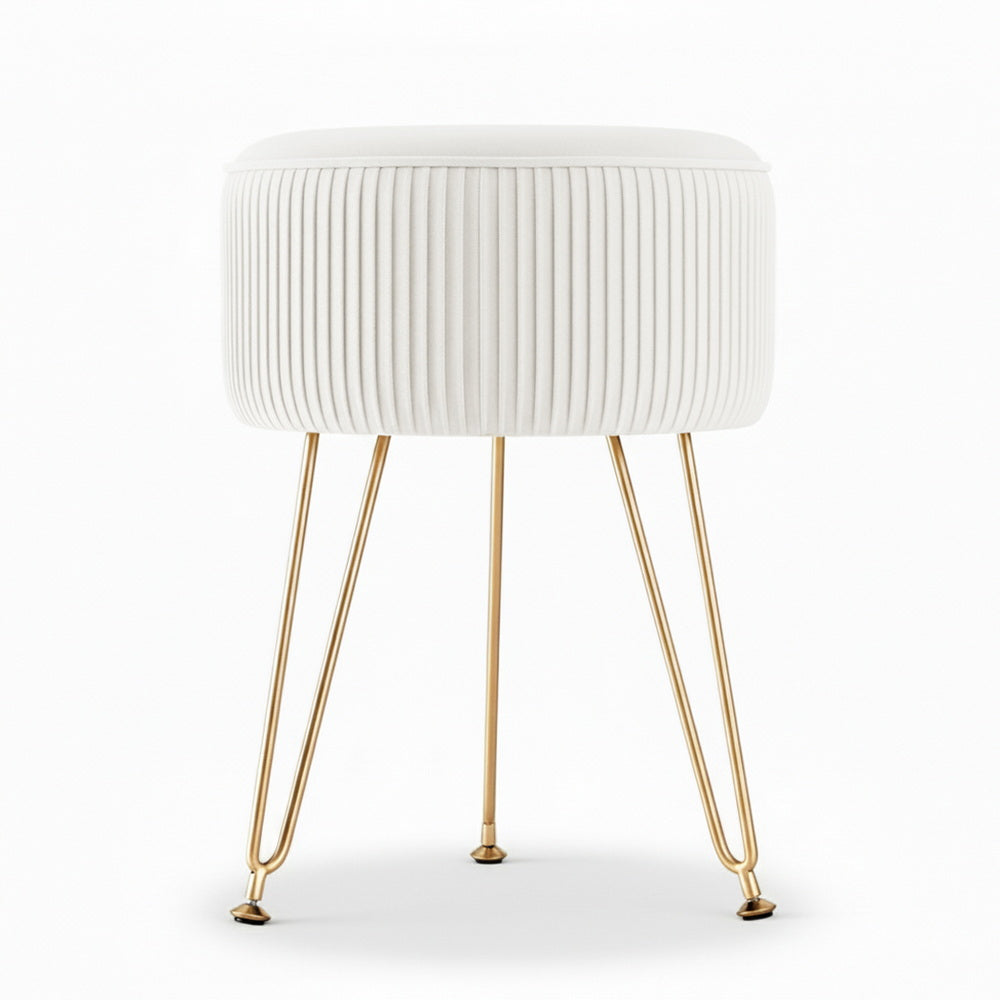 Ottomans & Footstools: Artiss Ottoman Foot Stool Vanity Velvet Round White