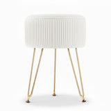 98765-Artiss Ottoman Foot Stool Vanity Velvet Round White
