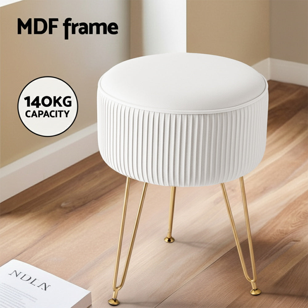 Ottomans & Footstools: Artiss Ottoman Foot Stool Vanity Velvet Round White