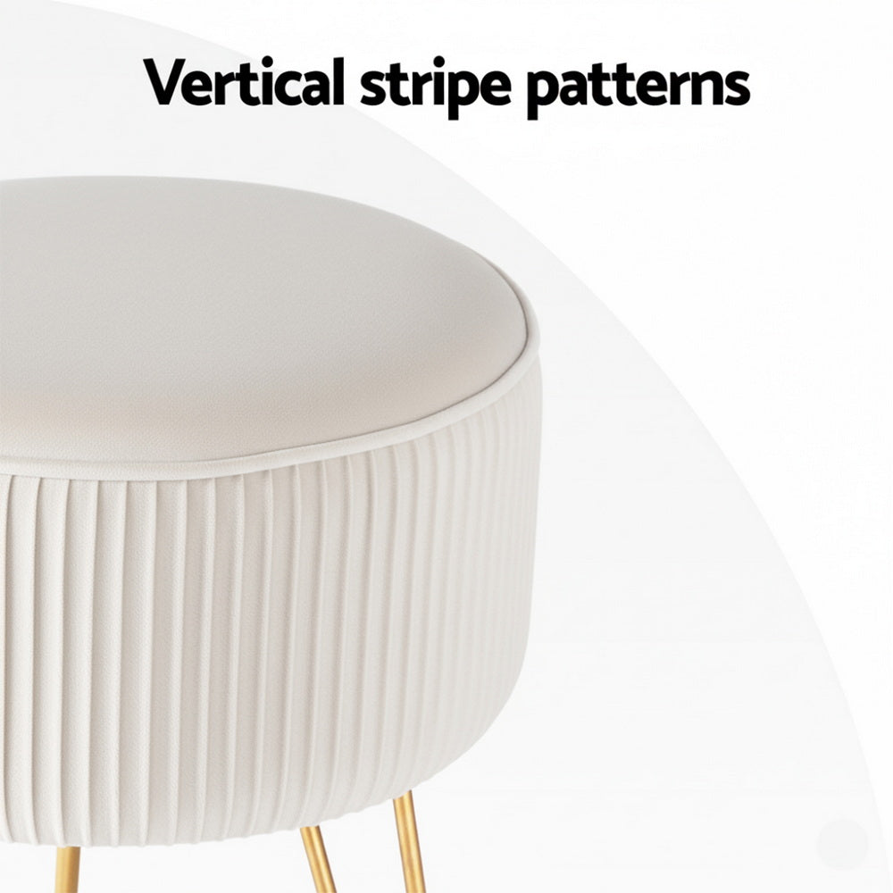 Ottomans & Footstools: Artiss Ottoman Foot Stool Vanity Velvet Round White