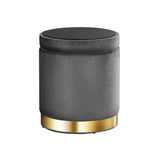 Ottomans & Footstools: Artiss Ottoman Storage Foot Stool Round Velvet Charcoal