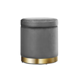 Ottomans & Footstools: Artiss Ottoman Storage Foot Stool Round Velvet Charcoal