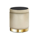 Ottomans & Footstools: Artiss Ottoman Storage Foot Stool Round Velvet Cream
