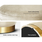 Ottomans & Footstools: Artiss Ottoman Storage Foot Stool Round Velvet Cream