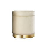 Ottomans & Footstools: Artiss Ottoman Storage Foot Stool Round Velvet Cream