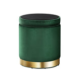 Ottomans & Footstools: Artiss Ottoman Storage Foot Stool Round Velvet Green
