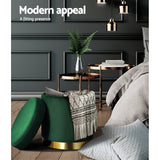 Ottomans & Footstools: Artiss Ottoman Storage Foot Stool Round Velvet Green