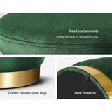 Ottomans & Footstools: Artiss Ottoman Storage Foot Stool Round Velvet Green