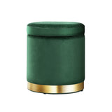 Ottomans & Footstools: Artiss Ottoman Storage Foot Stool Round Velvet Green