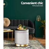 Ottomans & Footstools: Artiss Ottoman Storage Foot Stool Round Velvet Grey