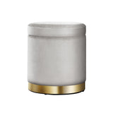 Ottomans & Footstools: Artiss Ottoman Storage Foot Stool Round Velvet Grey