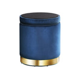 Ottomans & Footstools: Artiss Ottoman Storage Foot Stool Round Velvet Navy