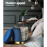 Ottomans & Footstools: Artiss Ottoman Storage Foot Stool Round Velvet Navy