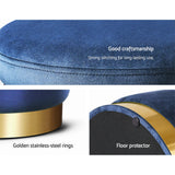 Ottomans & Footstools: Artiss Ottoman Storage Foot Stool Round Velvet Navy
