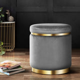 Arm Chairs & Recliners: Artiss Ottoman Foot Stool Round Velvet Charcoal