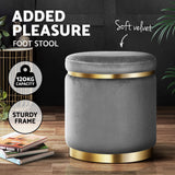 Arm Chairs & Recliners: Artiss Ottoman Foot Stool Round Velvet Charcoal