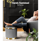 Arm Chairs & Recliners: Artiss Ottoman Foot Stool Round Velvet Charcoal
