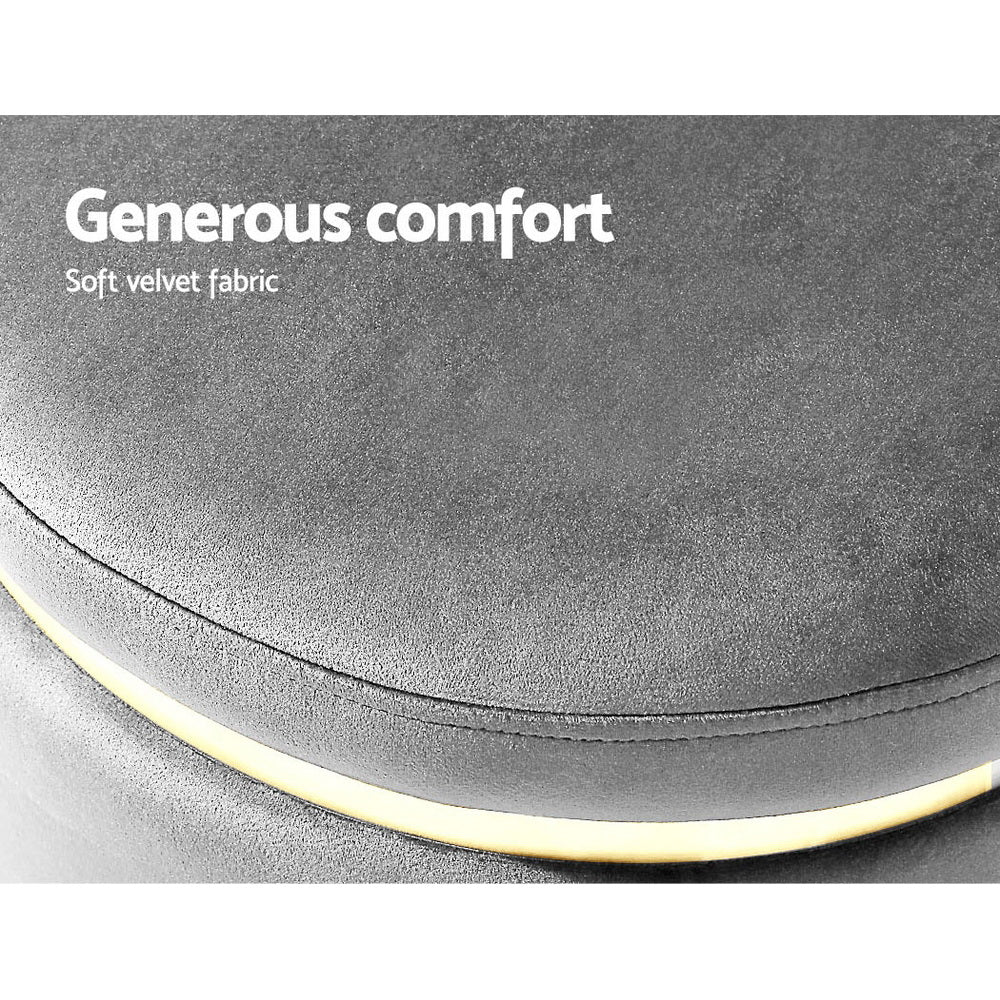 Arm Chairs & Recliners: Artiss Ottoman Foot Stool Round Velvet Charcoal