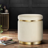 Ottomans & Footstools: Artiss Ottoman Foot Stool Round Velvet Cream