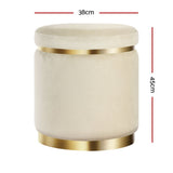 Ottomans & Footstools: Artiss Ottoman Foot Stool Round Velvet Cream