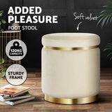 Ottomans & Footstools: Artiss Ottoman Foot Stool Round Velvet Cream