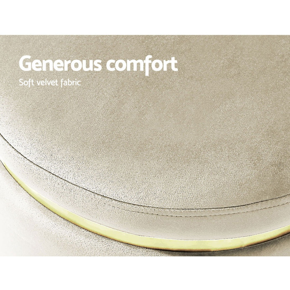 Ottomans & Footstools: Artiss Ottoman Foot Stool Round Velvet Cream