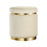 Ottomans & Footstools: Artiss Ottoman Foot Stool Round Velvet Cream