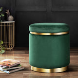 Ottomans & Footstools: Artiss Ottoman Foot Stool Round Velvet Green