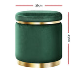 Ottomans & Footstools: Artiss Ottoman Foot Stool Round Velvet Green