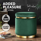 Ottomans & Footstools: Artiss Ottoman Foot Stool Round Velvet Green