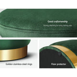 Ottomans & Footstools: Artiss Ottoman Foot Stool Round Velvet Green