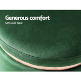 Ottomans & Footstools: Artiss Ottoman Foot Stool Round Velvet Green