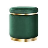 Ottomans & Footstools: Artiss Ottoman Foot Stool Round Velvet Green