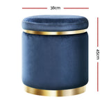 Ottomans & Footstools: Artiss Ottoman Foot Stool Round Velvet Navy