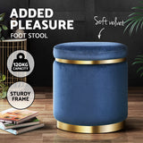 Ottomans & Footstools: Artiss Ottoman Foot Stool Round Velvet Navy
