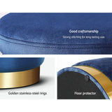 Ottomans & Footstools: Artiss Ottoman Foot Stool Round Velvet Navy