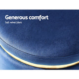 Ottomans & Footstools: Artiss Ottoman Foot Stool Round Velvet Navy
