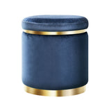Ottomans & Footstools: Artiss Ottoman Foot Stool Round Velvet Navy